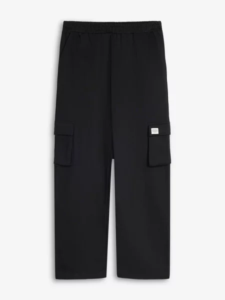 Spodnie joggingowe z z miękkiej bawełny organicznej loose fit czarne