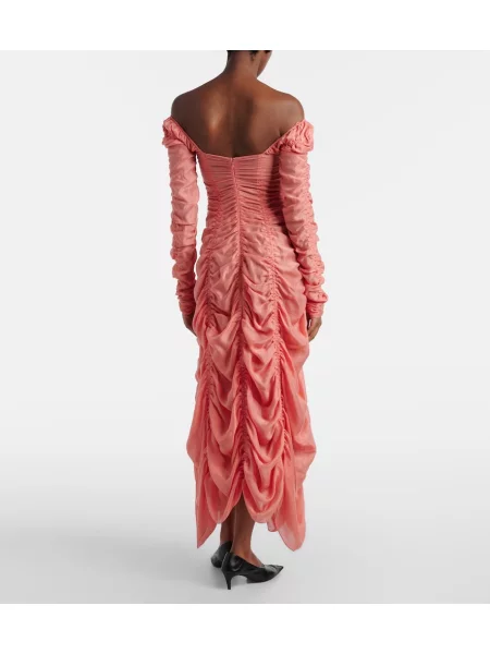 Rochie de cocktail Khaite cu volane roz