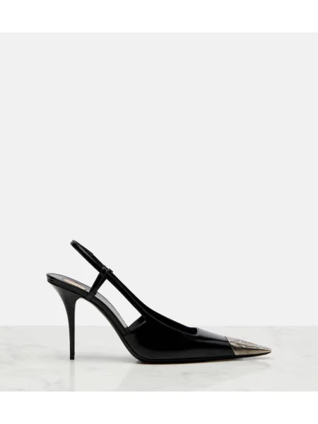 Pantofi cu toc Saint Laurent din piele slingback negru