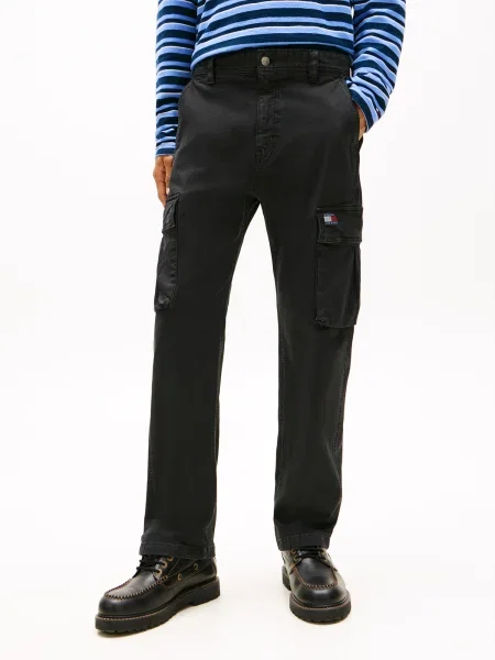Tommy Jeans pantaloni cu fason cargo negru