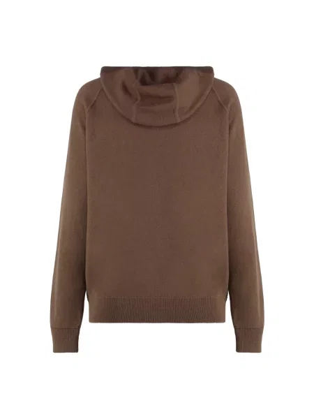 Sweter Malo z kapturem z logo brązowy