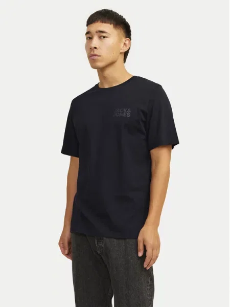 Μπλούζα Jack&jones με αυτόγραφο μαύρο