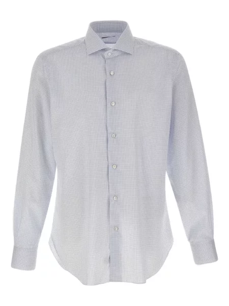 Kostkovaná dlouhá košile Barba bílá