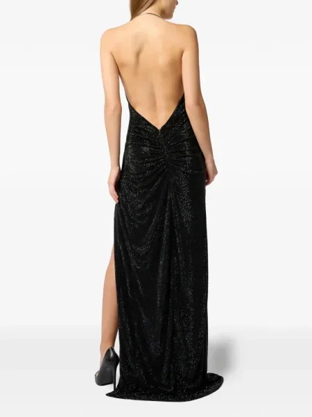 Rochie maxi Philipp Plein cu crăpătură de costum negru