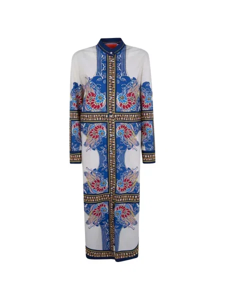 Rochie maxi La Doublej cu model floral de costum alb