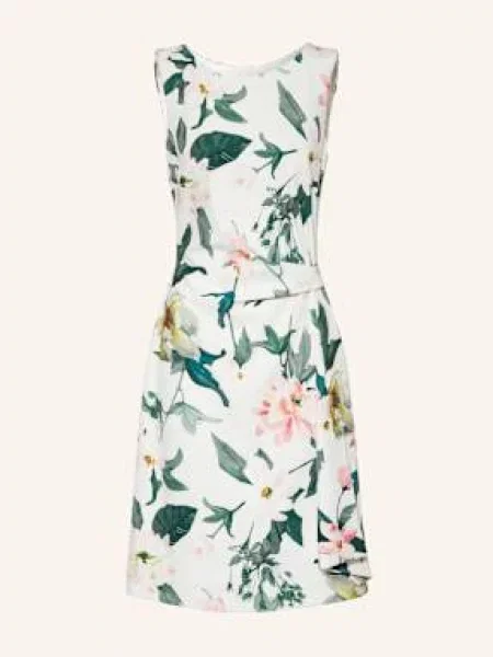 Sukienka koktajlowa o długości do kolan z okrągłym dekoltem Vera Mont biała