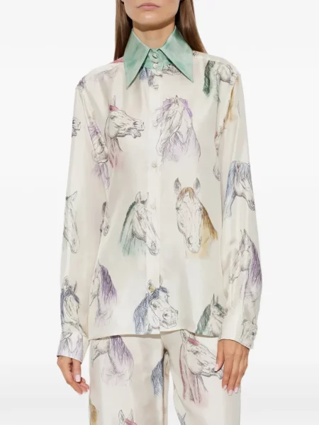 Cămașă Moschino de mătase cu imagine