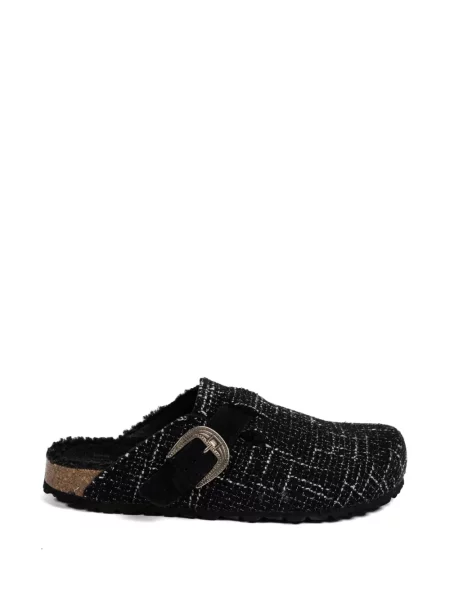 Papuci tip mules Faliero Sarti cu cataramă negru