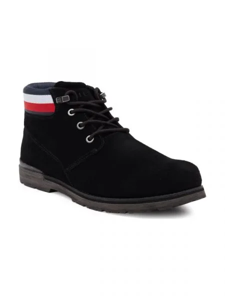 Tommy Hilfiger Magasszárú csizmák | hasított bőr fekete