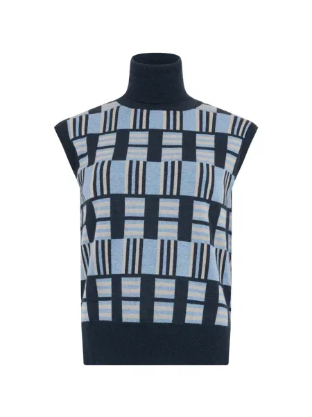 Pulover Moorer fără mâneci cu imprimeu geometric albastru
