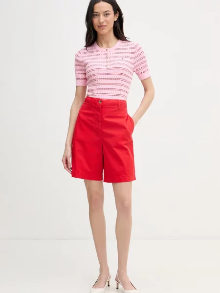 Tommy Hilfiger chino kratke hlače z bombažem rdeča