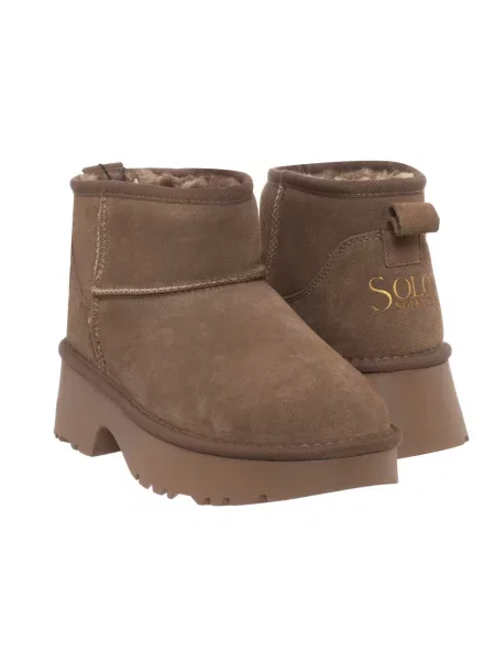 Botine Solo Soprani Couture din piele maro