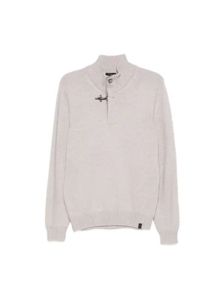 Sweter z golfem Fay wełniany do golfa szary
