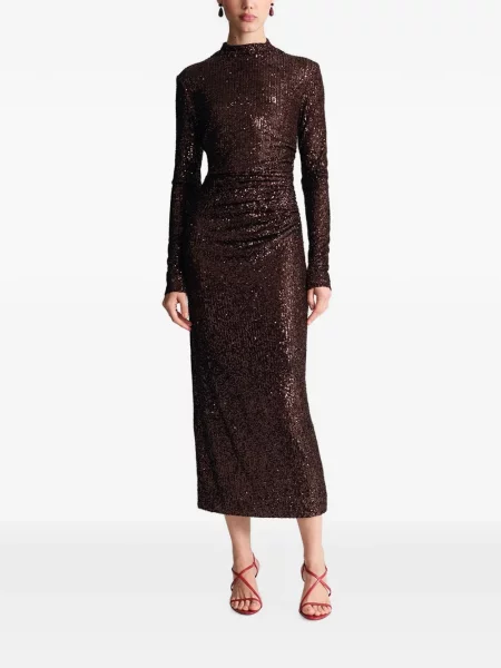 Rochie midi Cara Cara cu paiete maro