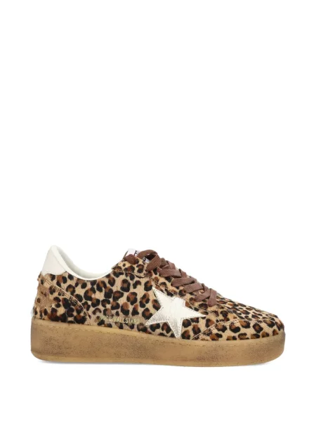 Sneakerși Golden Goose din piele cu model leopard auriu