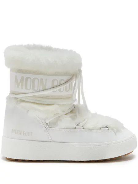 Botine Moon Boot cu șireturi din dantelă alb