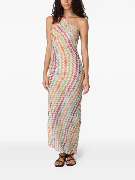 Rochie Missoni cu gât halter de costum alb