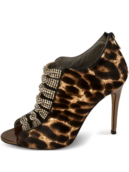 Сандали Gina с принт с леопардов принт кафяво