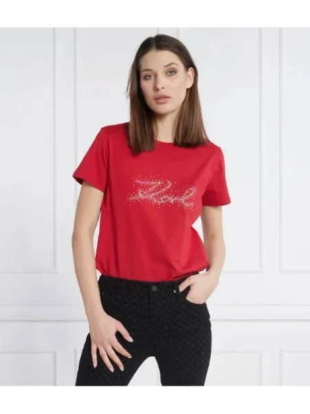 Karl Lagerfeld Póló rhinestone piros