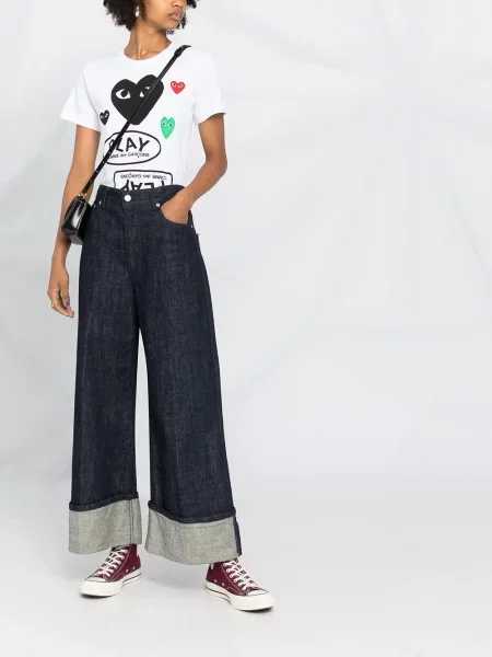 Tričko Comme Des Garçons Play s potiskem se srdcovým vzorem bílé