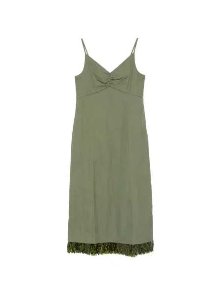 Rochie Baum Und Pferdgarten cu decolteu în V cu mărgele de costum verde