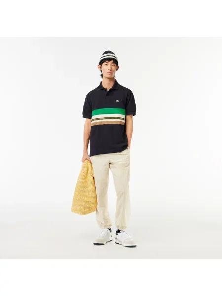 Lacoste Koszulka Polo Z Blokadą Koloru Classic Fit granatowa