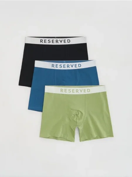 Reserved Set de 3 perechi de boxeri long verde-deschis verde