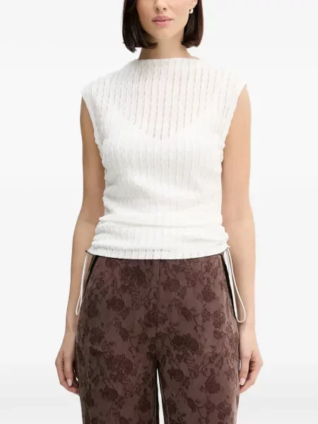 Top Dkny fără mâneci cu cordon alb