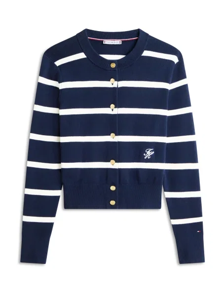 TOMMY HILFIGER Geacă tricotată bleumarin alb