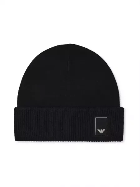 Emporio Armani De lână căciulă cu adaos de cașmir negru
