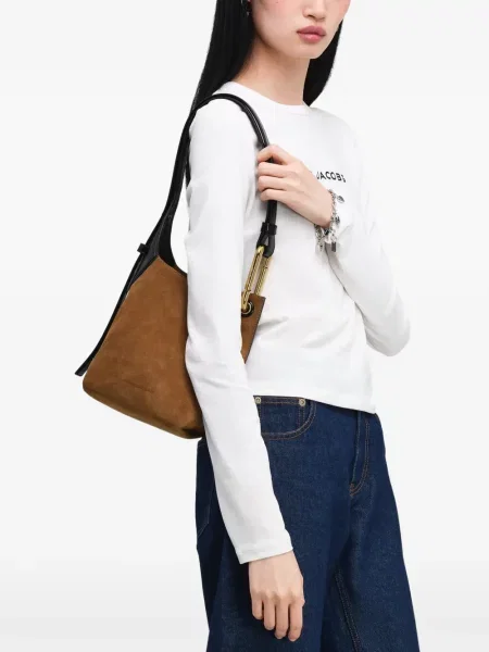 Geantă Marc Jacobs din piele de căprioară maro