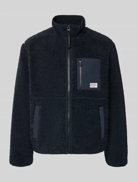 Kurtka w stylu puffer z futerka / sztucznego futra o kroju regular fit z piersiowymi z lamówką Marc O'polo Denim granatowa