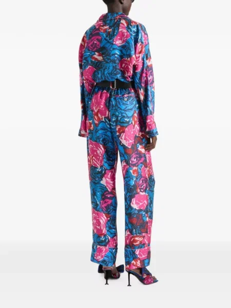 Pantaloni Givenchy de mătase cu model floral cu imagine albastru