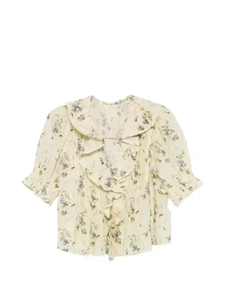 Bluză Dôen cu model floral cu volane galben