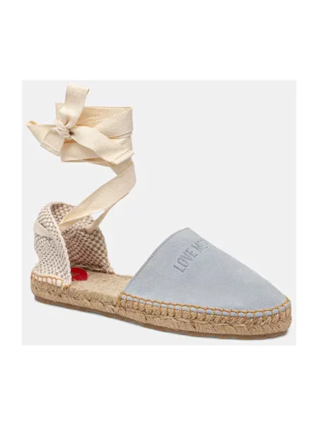 Espadryle Love Moschino skórzane niebieskie