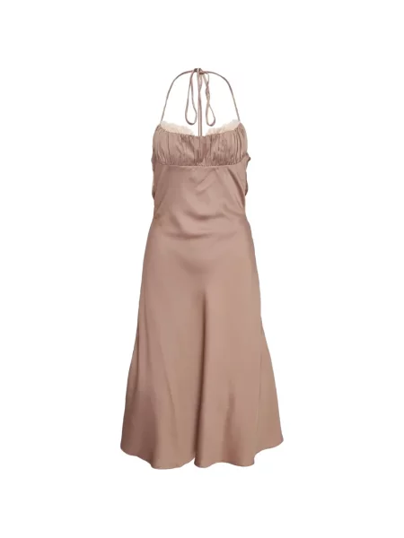 Rochie midi Kenzie Klambie din dantelă cu gât halter roz