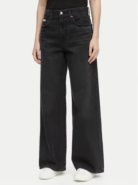 Calvin Klein Jeans Blugi Wide Leg negru
