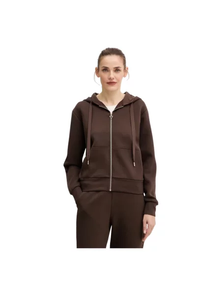 Guess bluza z kapturem z aplikacją brązowy