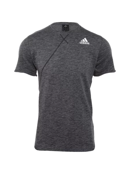 Dzianinowe haftowane polo Adidas w paski szare