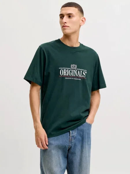 JACK & JONES Tricou JORFREDERIKSBERG verde smarald / roșu alb