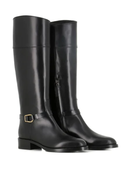 Botine Sartore din piele cu cataramă cu bretele negru