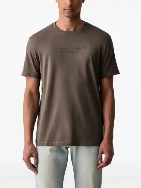Tricou Armani Exchange cu autograf maro