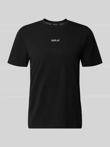 T-shirt o kroju regular fit z nadrukiem z logo Replay czarna