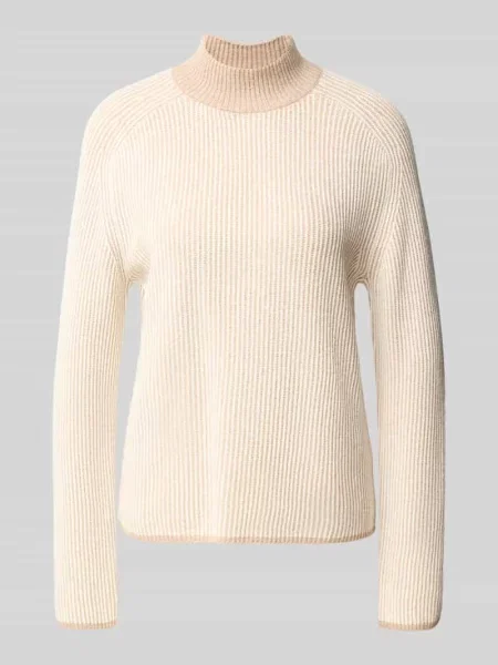 Sweter o kroju relaxed fit z mieszanki bawełny Tom Tailor beżowy
