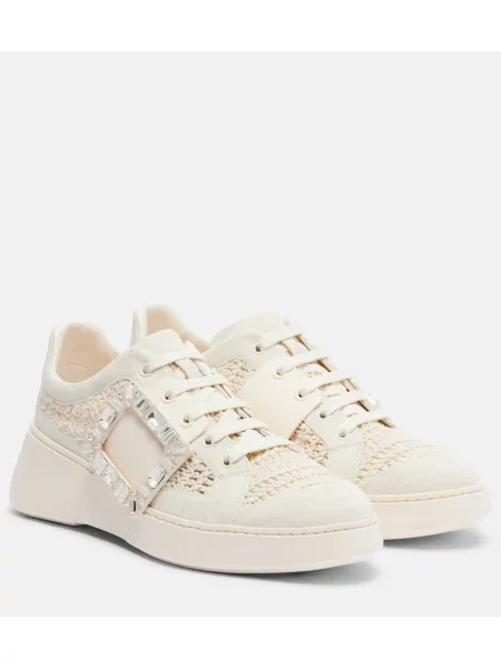 Sneakerși Roger Vivier din piele de căprioară cu platformă alb