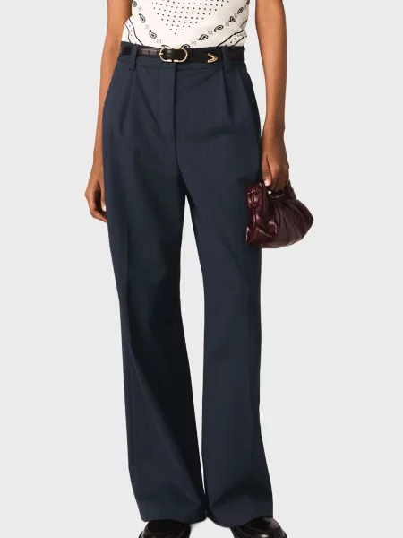 Вовняні смугасті штани Maje сині