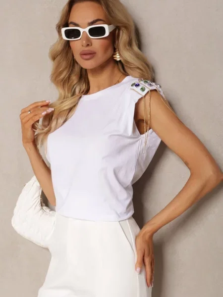 Top Elsa.m By May z kryształkami biały