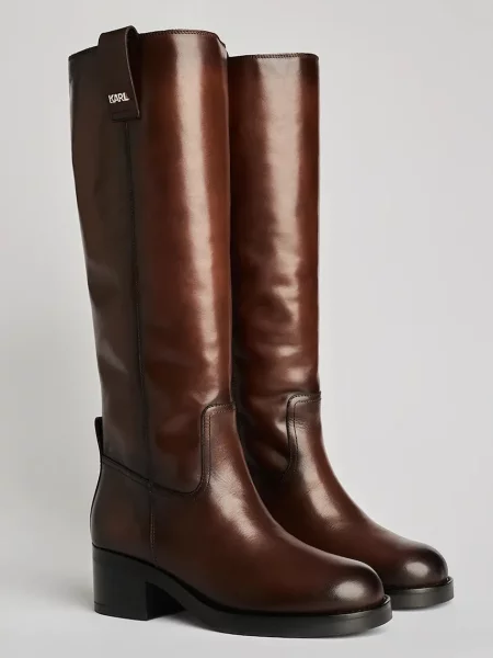 Кожаные утепленные сапоги Karl Lagerfeld коричневые