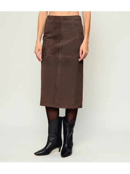 Weekend MaxMara Fustă Wkdpalmi | piele întoarsă maro