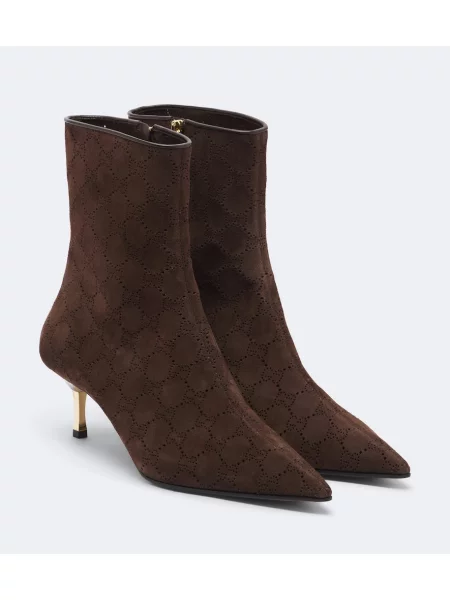 Cizme scurte Gucci din piele de căprioară maro